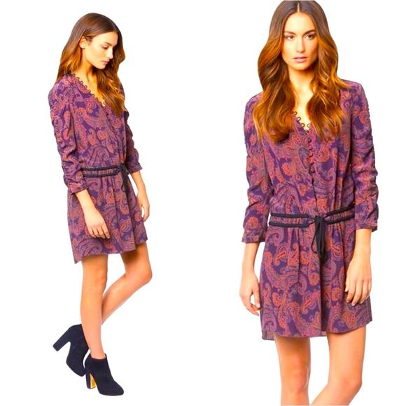 EUC Veronica Beard Benson Boho Floral Silk Dress paisley size 4 - Picture 1 of 9